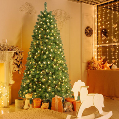 Prelit Artificial Hinged Christmas Tree With Warm White Lights