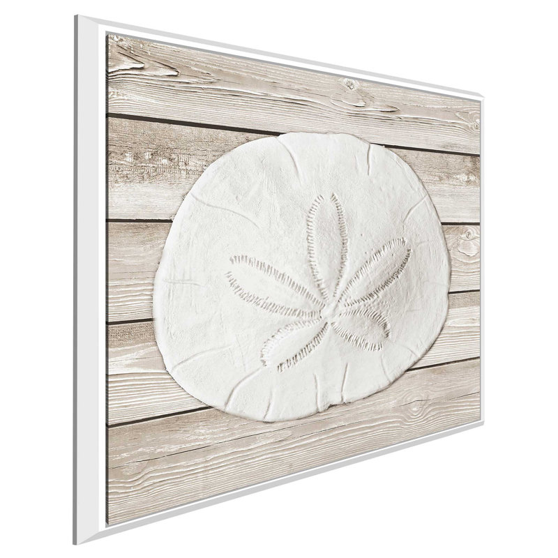 «Sand and Sea on Wood I», impression par Jairo Rodriguez, H 21,5 po x l 21,5 po x P 2 po, Cadre flottant blanc