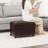  Rectangle Faux Leather Storage Ottoman with Casters-415173402