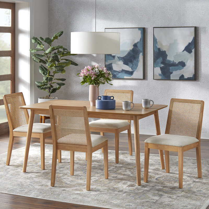 Newington Cane Dining Set, 5 Pieces: Table, 4 Chairs