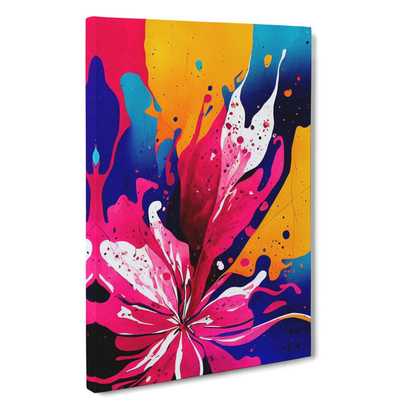 Paint Splattered Flower No.3 Abstract - Wrapped Canvas, 50cm H x 35cm W x 3cm D