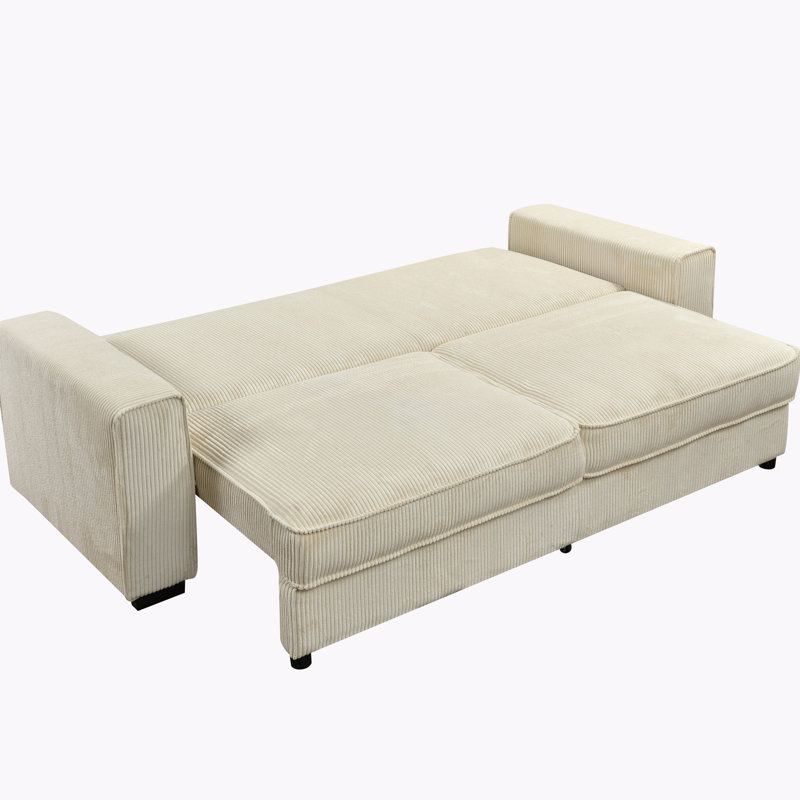 Grand canapé-lit rembourré avec rangement Malott, Beige