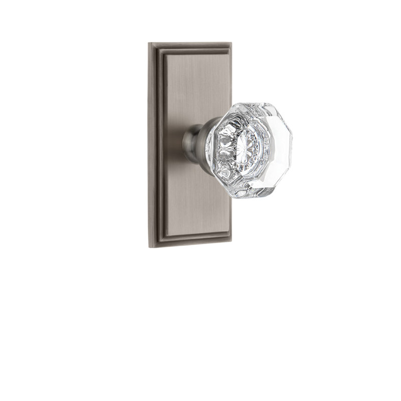 Poignée de porte en cristal Grandeur Carré, Étain antique, 2 3/8"