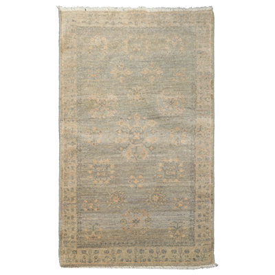 3x5 Hand Knotted Wool Mint Afghan Oushak Transitional Rug