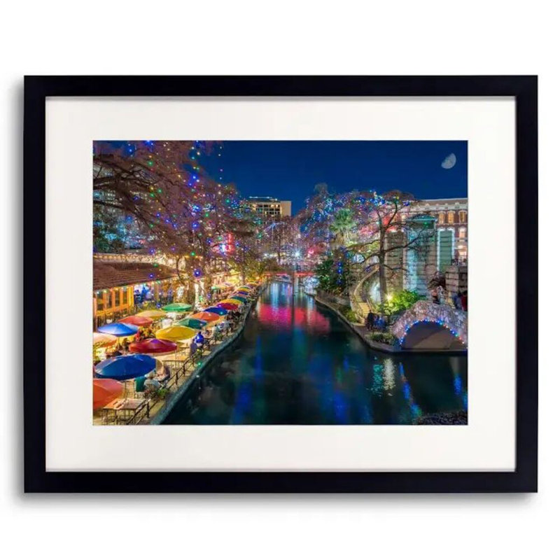 A San Antonio Holiday by Beth Sheridan, 18" H x 22" W x 1.25" D, White, Black Single Picture Framed Paper