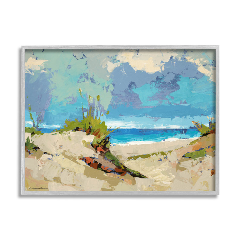 Scène de plage moderne, giclée par Trevor Copenhaver, H 11 po x l 14 po x P 1,5 po, Estampe numérique Farmhouse