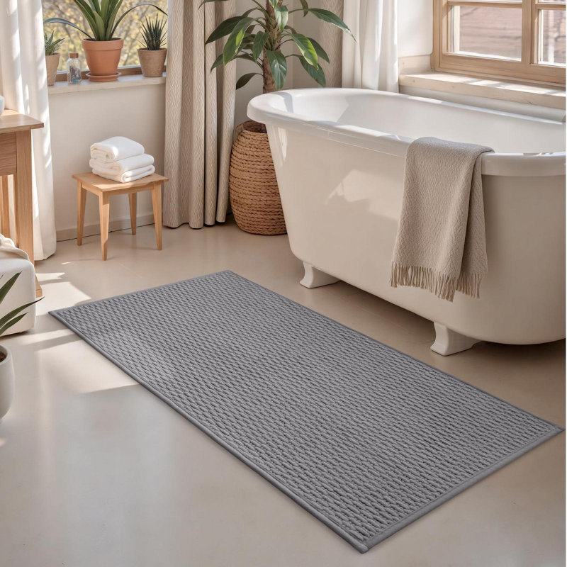 Tapis pour salle de bain en chenille, L 24 po x l 16 po, Gris foncé
