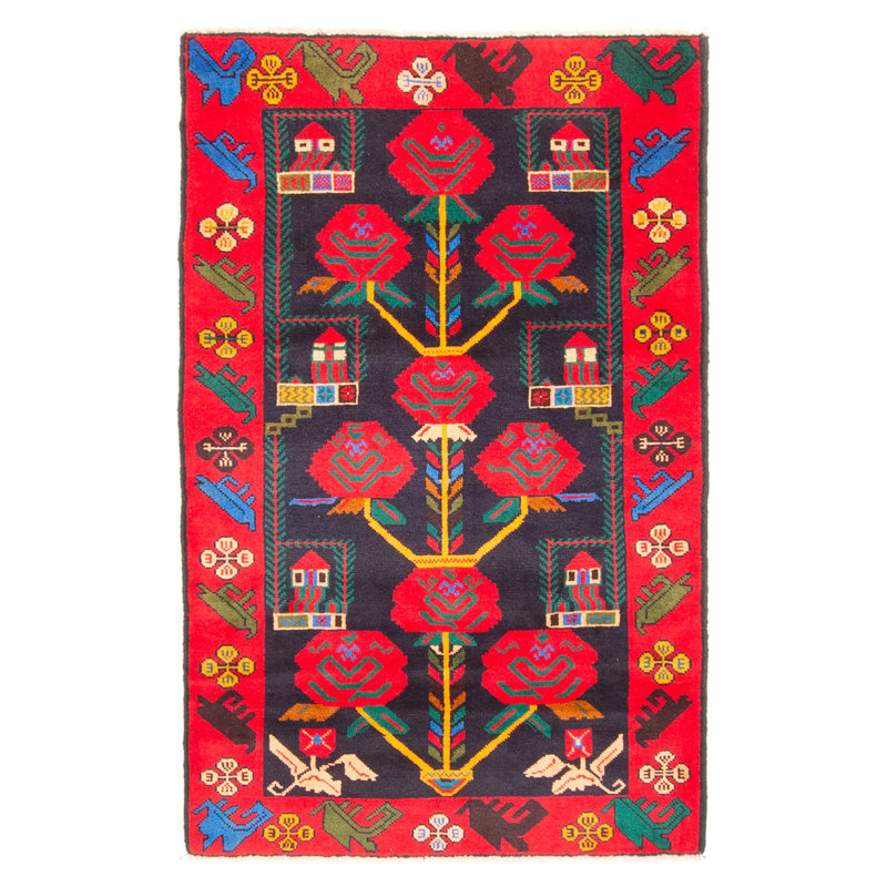 Tapis noir Teimani 2 pi 10 po x 4 pi 7 po