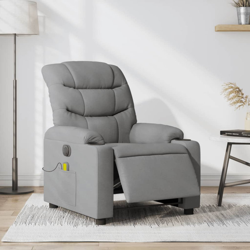 Upholstered Massage Chair, Light Gray Polyester