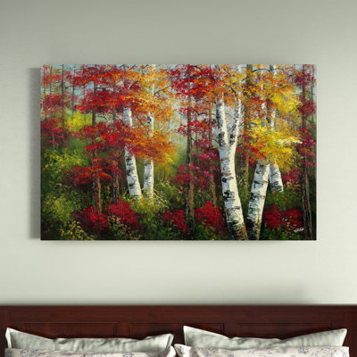 Indian Summer Painting Print on Wrapped Canvas in Red/Green/Yellow
