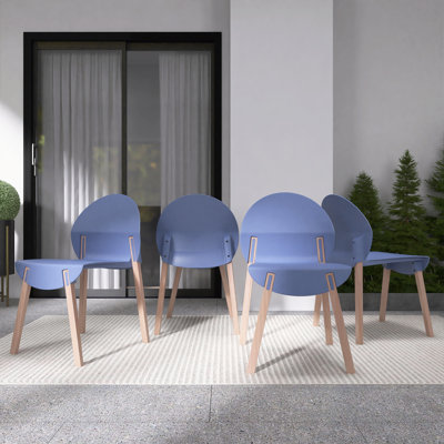 PP Side Chairs With Solid Oak Wood Legs (Set of 4)