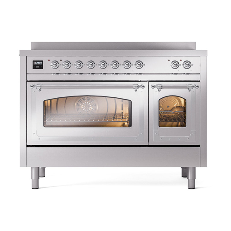 ILVE Nostalgie II Noblesse 48 in Induction Range, Stainless Steel/Chrome