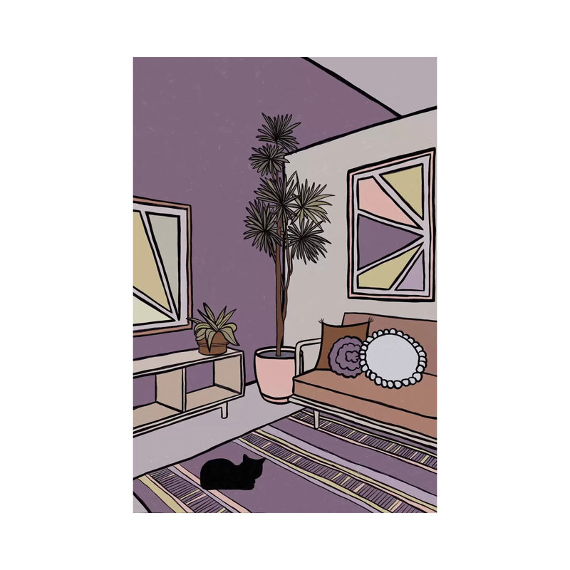 Black Cat 1 Piece Wrapped Canvas Wall Art, 20.32 cm H x 30.48 cm W