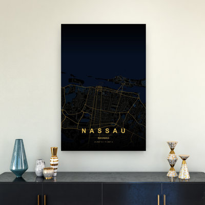 Nassau Bahamas Map Geometric Modern Abstract City Ocean Wall Art