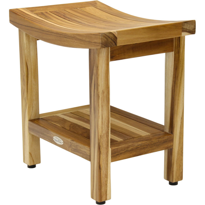 Patented 18" Sumba Clear-Shield Teak Shower Bench with Shelf