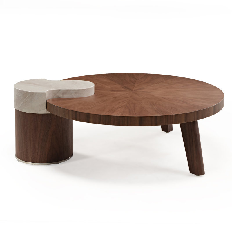Irregular Round Solid Wood Walnut Coffee Table
