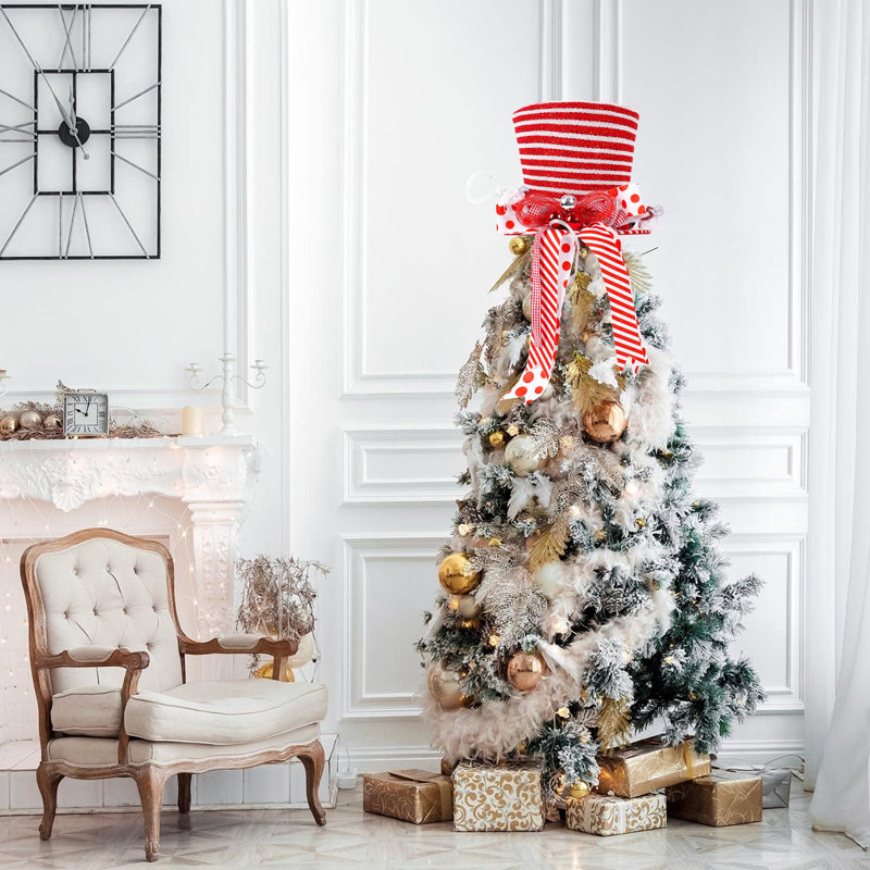 Toppers d'arbre de Noël, chapeau d'arbre de Noël rouge