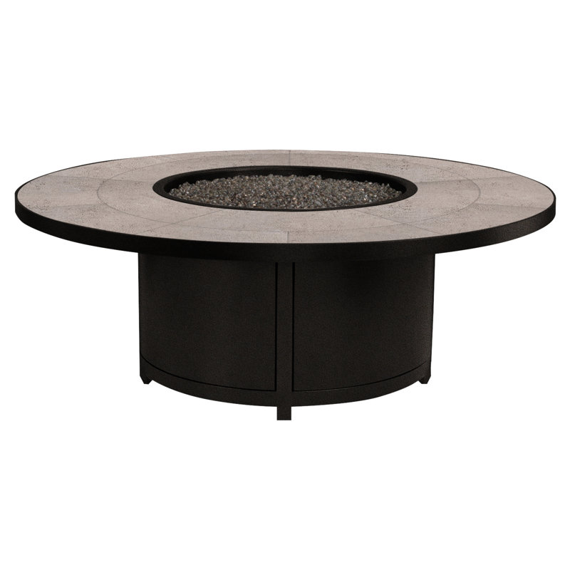 Capri Iron Outdoor Fire Pit Table, 19" H x 54" W x 54" D, Summit Gray, Carbon Black
