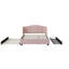 Lit plateforme tapissier rose avec tête de lit à oreilles et lit gigogne simple - sans sommier, 2 tiroirs pour une organisation supplémentaire-2001752676