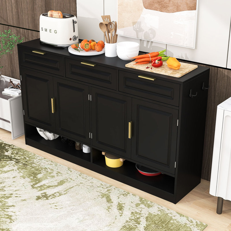 Elegant Storage Cabinet with Ample Storage Space and Adjustable Shelves, Black