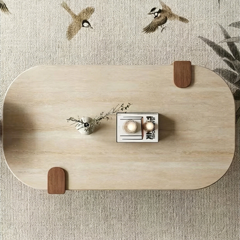 Table basse rectangulaire en bois manufacturé en noyer