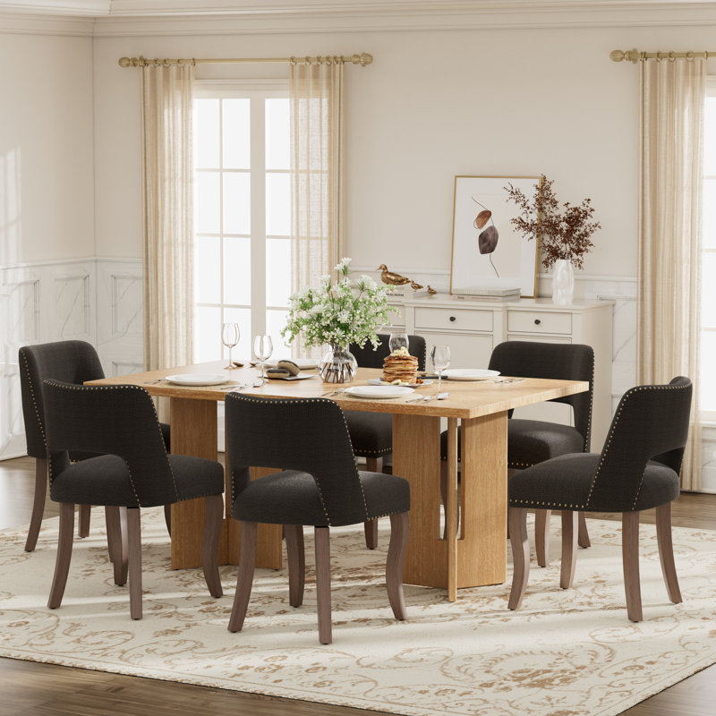 Table de salle à manger 60 po 60 po Farmhouse, 7 pièces : table, 6 chaises, Brun, Black