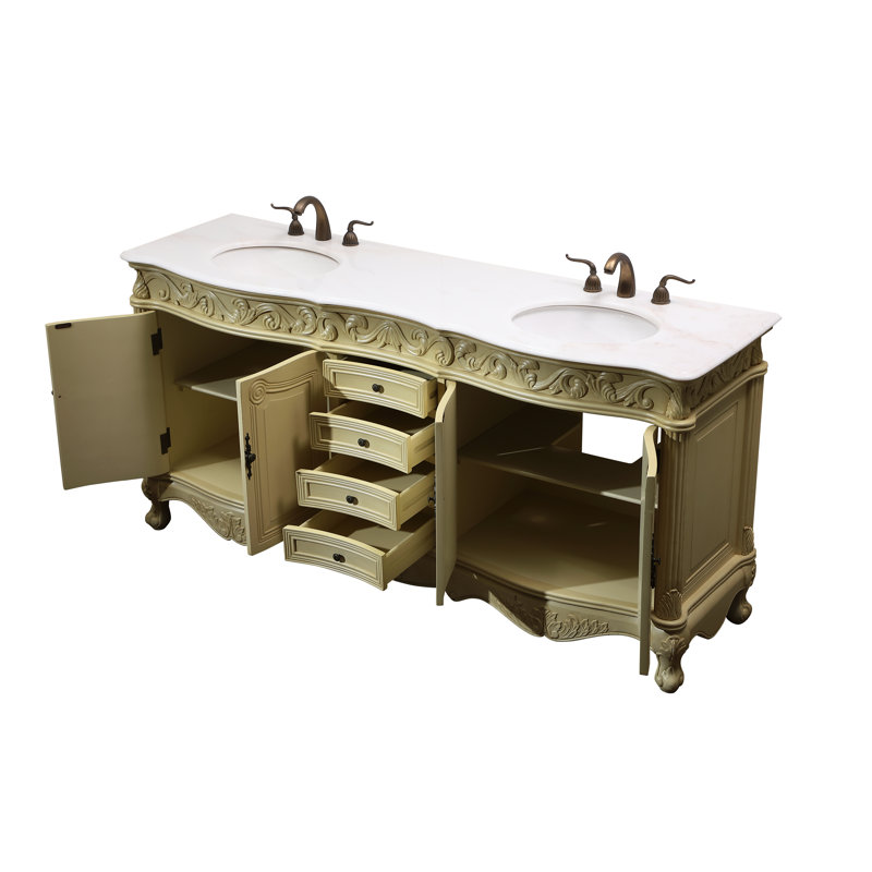 Ensemble de meuble-lavabo double de 72 po Aurillac, Ivoire antique, Blanc