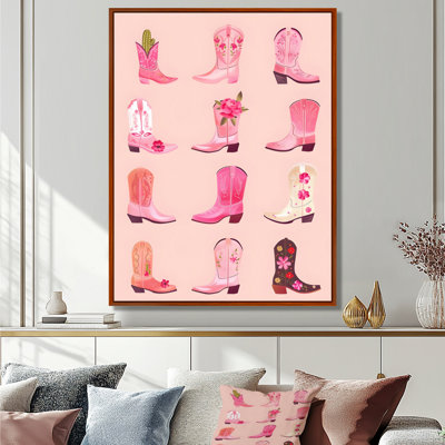 Rose, bottes de cowboy assorties - Cowgirls, art mural