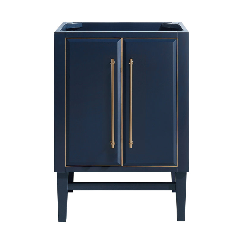 Base de meuble-lavabo simple 24 po Ewen seulement, Bleu marine, Or
