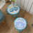 Metal Plant Stand Set of 2  for Indoor & Outdoor, Ceramic Top Round Flower Holder for Patio Living Room Garden 