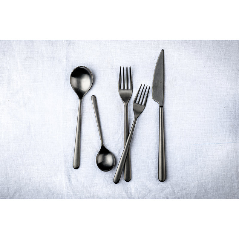 MEPRA Linea Stainless Steel Flatware Set - Service for 4, Ice Black Gold