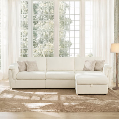 Elysion 122" W Modern 4-Piece Upholstered Modular Sectional Sofa With Ottoman