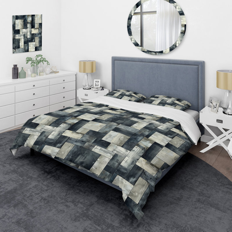 Ensemble de housse de couette gris Midcentury Geometrie I - Midcentury Geometrie