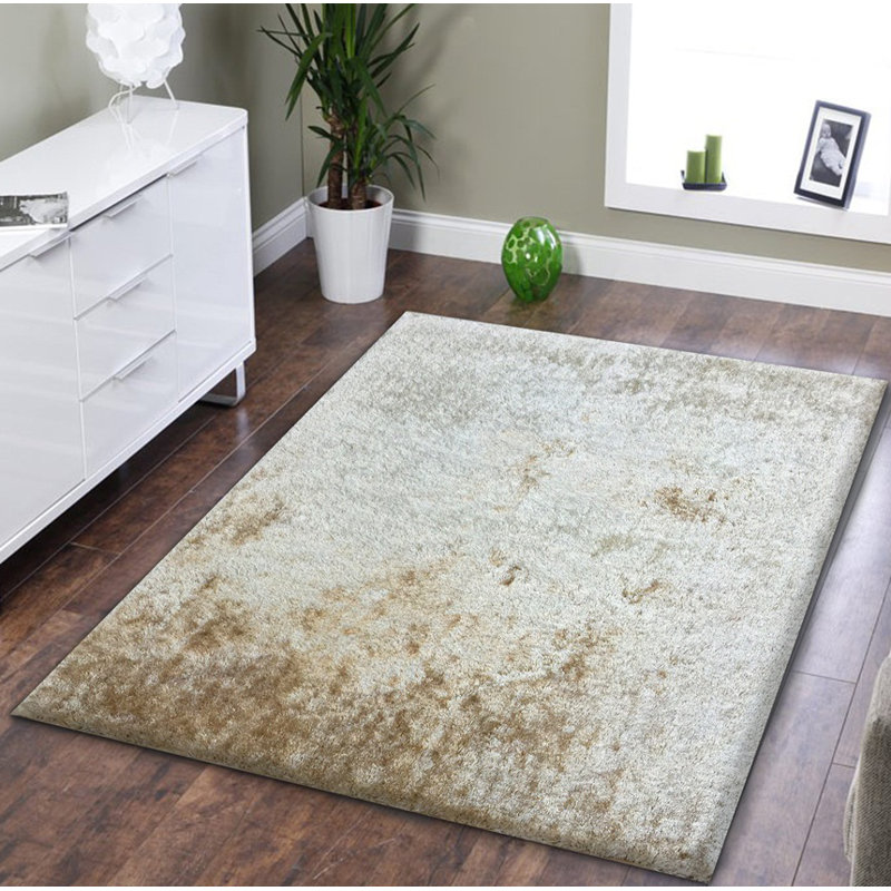 Tapis beige touffeté à la main Hargett, Rectangle 5 pi x 7 pi