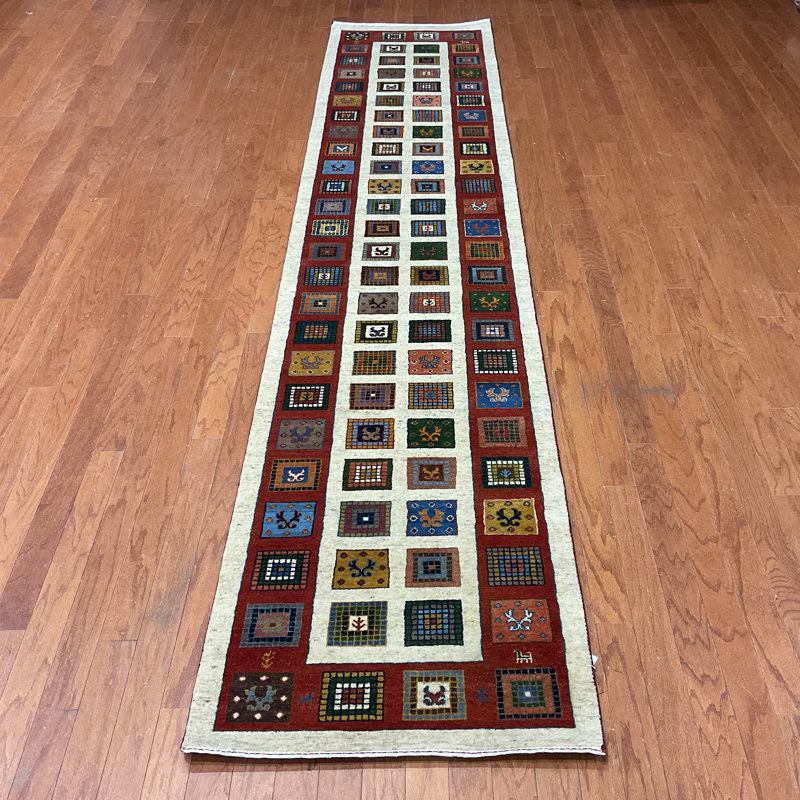 Simmi One-of-a-Kind 2'6" X 12' Runner Wool Area Rug Black/Brown/Red/Green