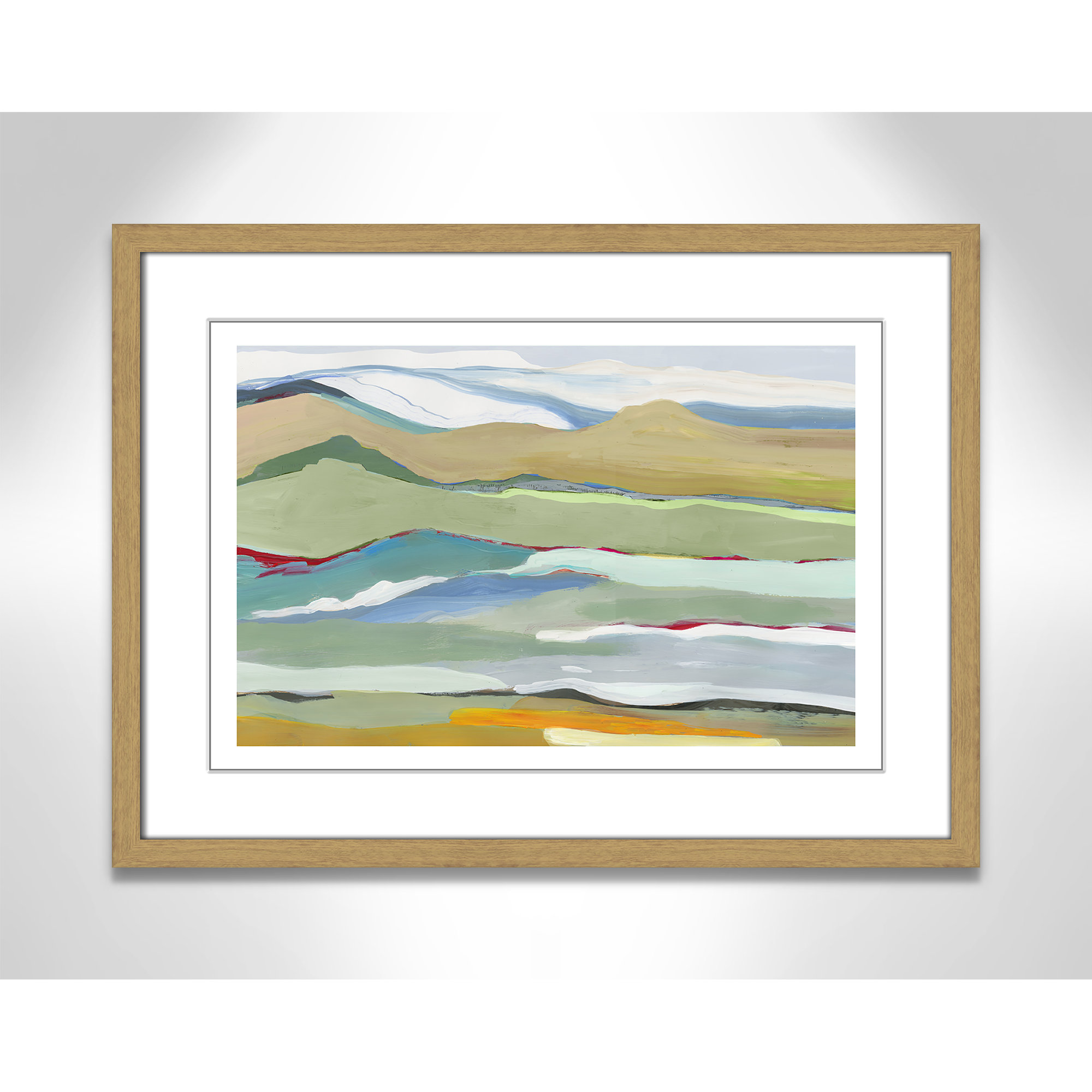 Goodbye Summer on the Hills - Picture Frame Painting, 17" H x 23" W x 0.75" D, Natural Wood Framed