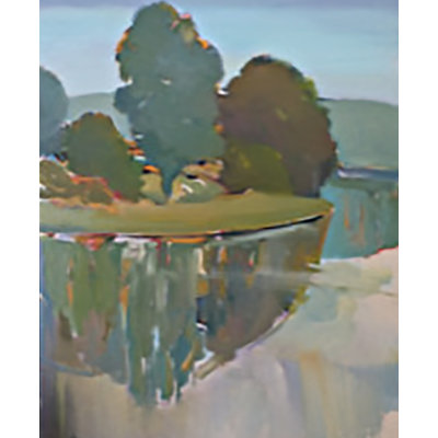Marc Weiner " Blue & Green Landscape With Trees " by Marc Weiner Painting Print