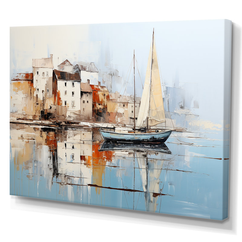 Minimalisme Port Perspectives - bateau, impressions d'art mural, Toile tendue, H 34 po x l 44 po