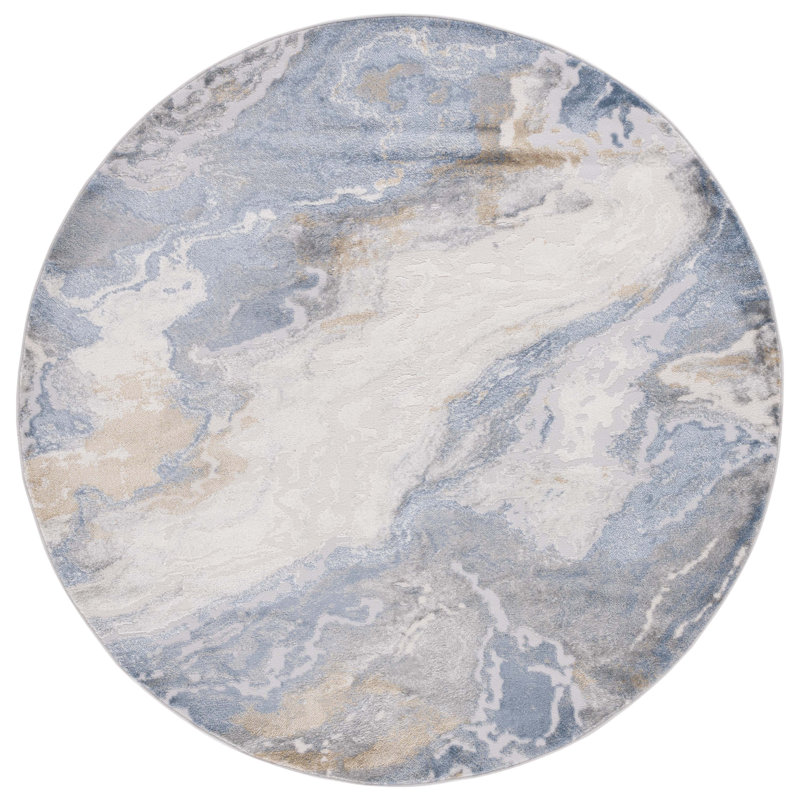 Tapis beige / bleu clair Palma 348, Rond 6 pi 7 po