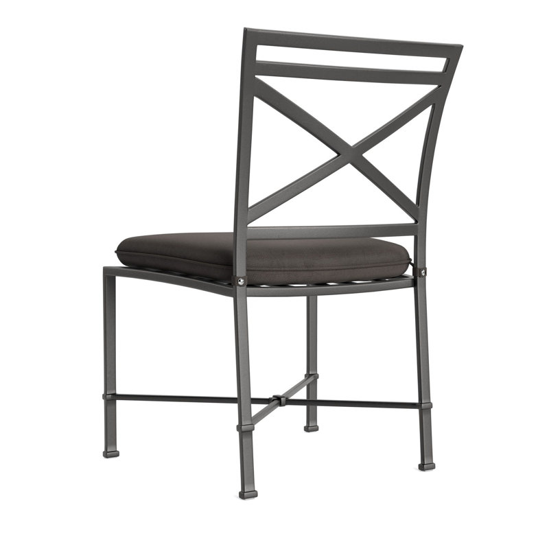 Venetian Outdoor Dining Side Chair, Brown, Fusion Charcoal, Textured Pewter