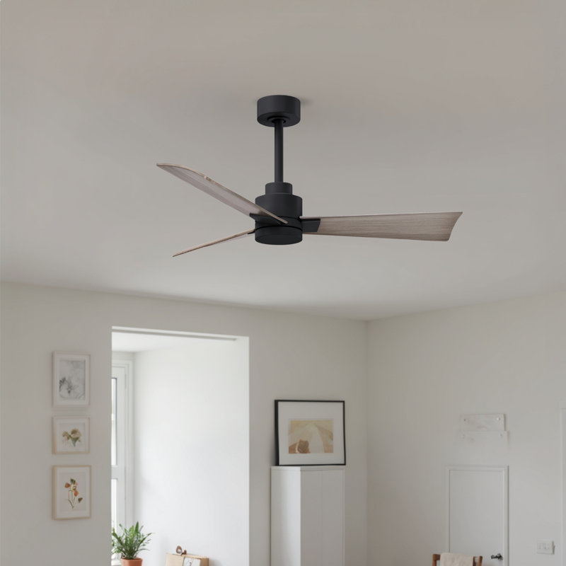 Ventilateur de plafond Alessandra 42, Ton bois de frêne gris, Noir mat