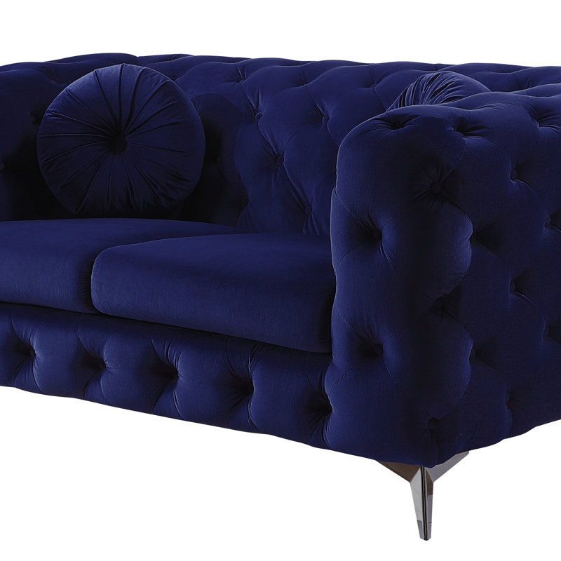 Causeuse en velours bleu Atronia