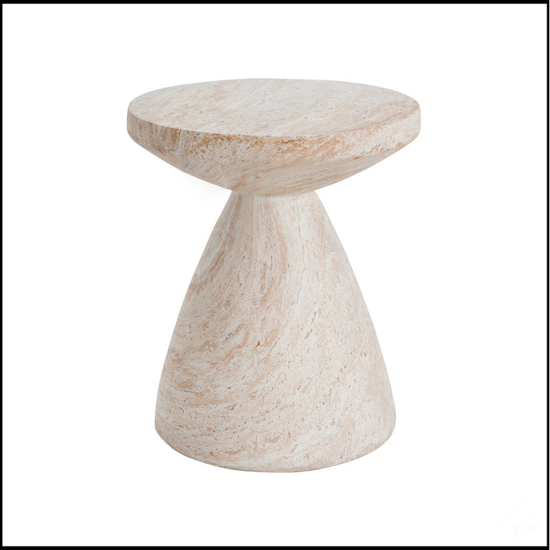 Table d'appoint élégante et légère en béton pour une utilisation intérieure et extérieure, durable et polyvalente avec une finition sophistiquée en travertin