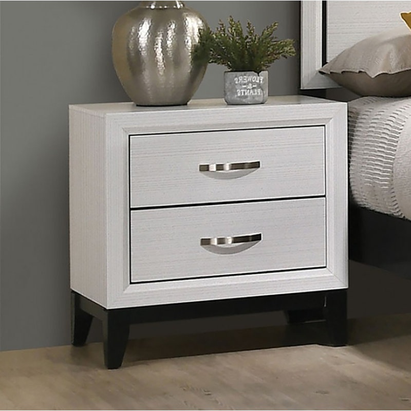 Table de chevet 2 tiroirs Yashin, Blanc