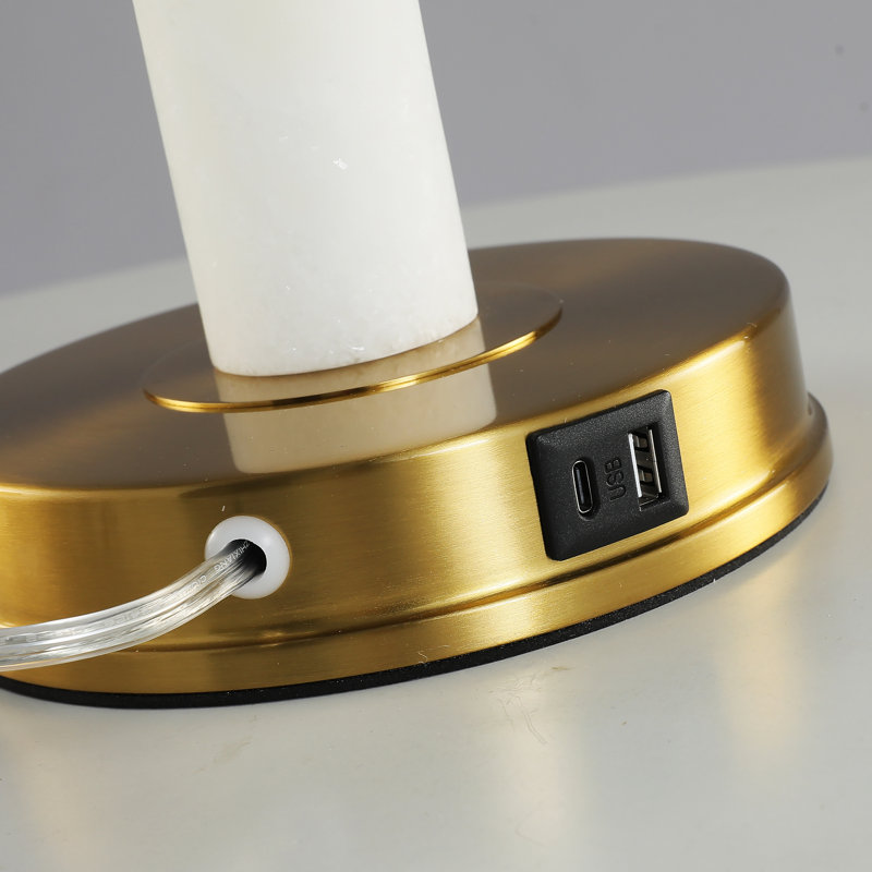 1-Light Round Marble Table Lamp