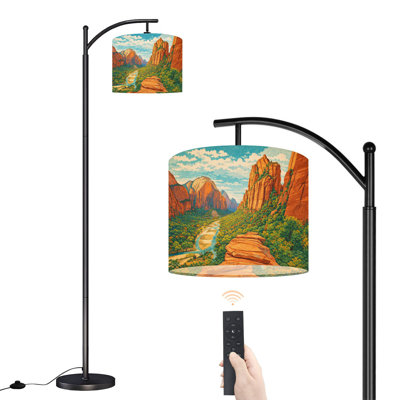 Lampe sur pied à arc avec abat-jour réglable Angels Landing Zion National Park Utah Landscape Lampe sur pied 3 températures de couleur à intensité variable avec poteau pour la chambre à coucher