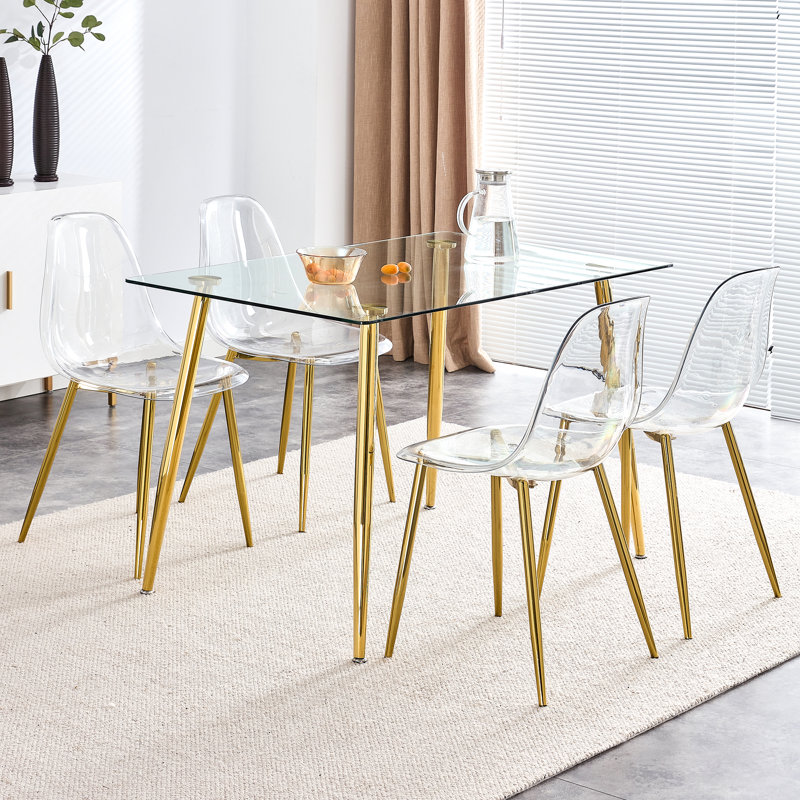 Seaneen Clear Side Chair, Set of 4, Clear, Gold