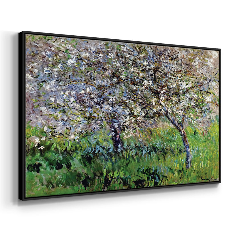Pommiers en fleurs à Giverny, 1900, reproduction d'art sur toile, H 25 po x l 37 po x P 2 po, Noir
