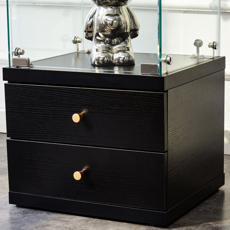 Vitrine en verre de style américain, avec verre trempé de 0,2 po, tablettes réglables et tiroirs à fermeture en douceur pour un rangement sécuritaire des articles à long terme