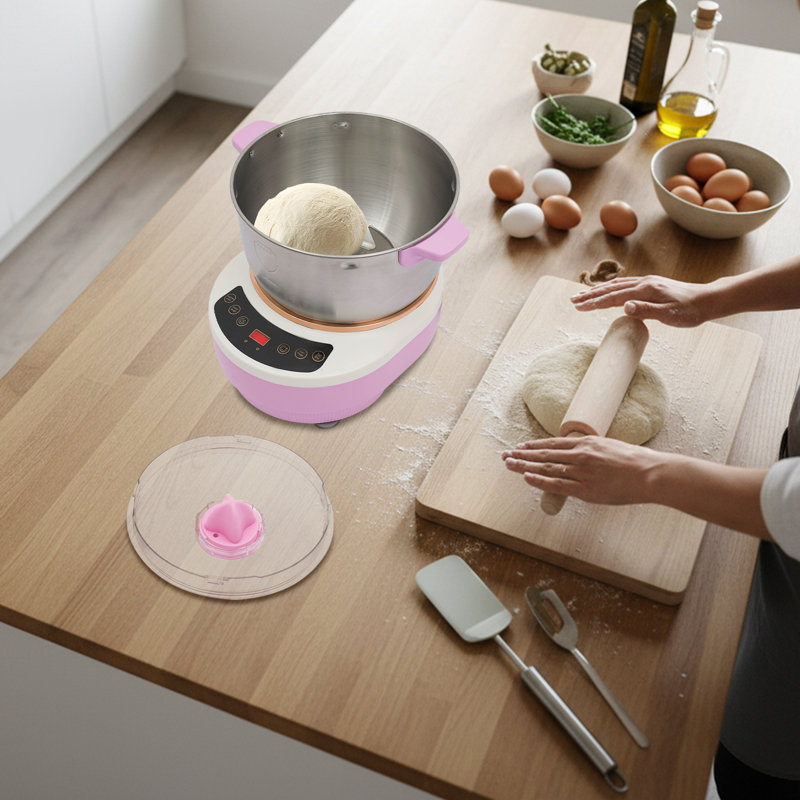 Mélangeur de pâte électrique 5L, pétrisseur à pâte (argent + rose)